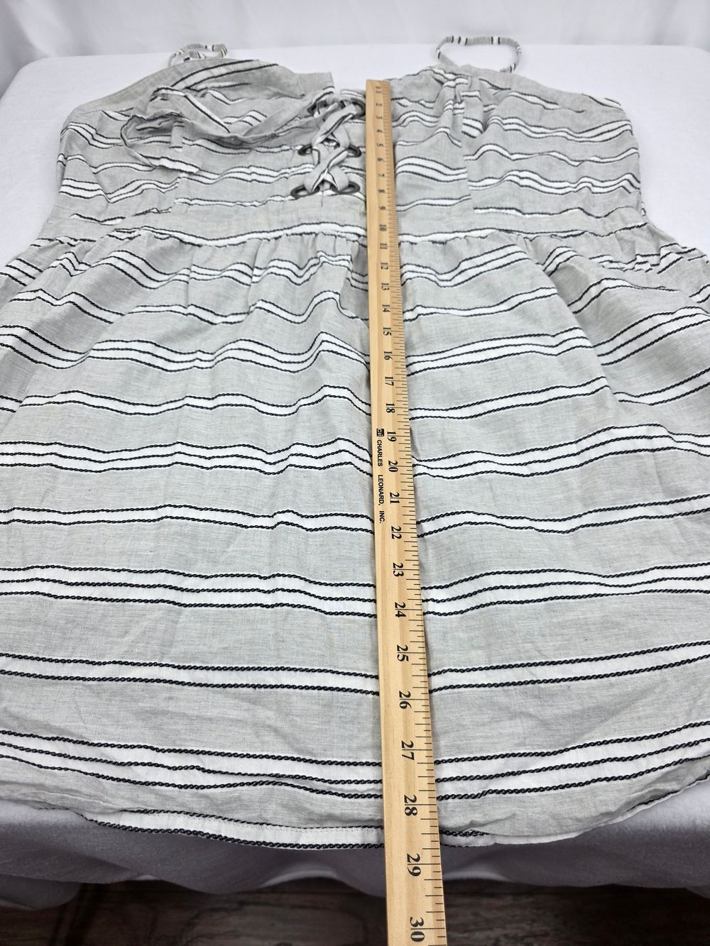 Arizona 3X Corset Style Striped Lace-Up Mini Dress Gray 3434-AB - Picture 7 of 13